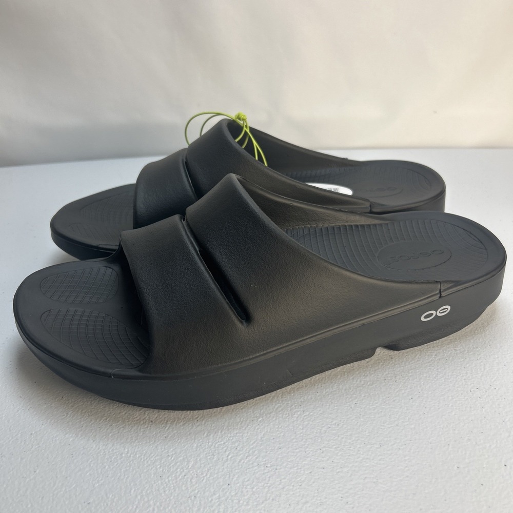 OOFOS OOahh Recovery Slide Sandals Black Men's 9/Women's 11 Slip On Comfort NEW